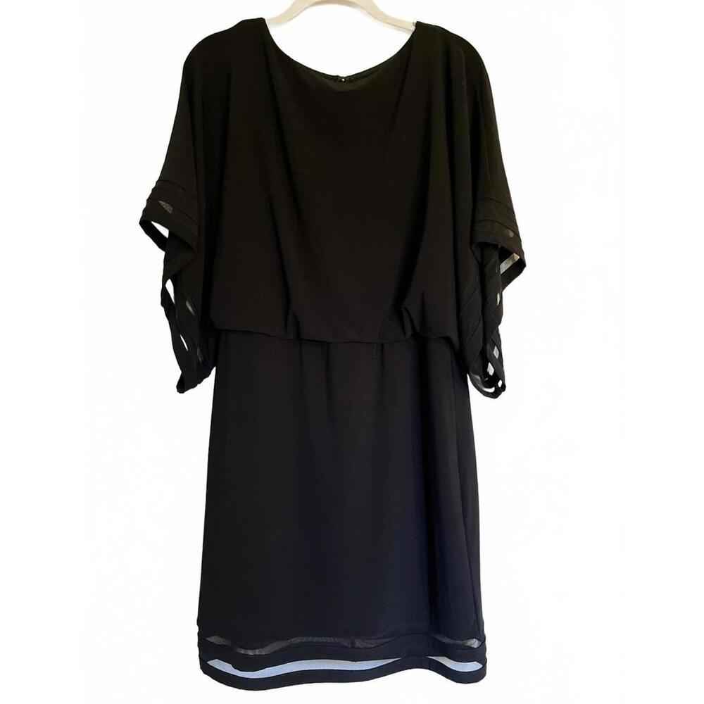 Jessica Howard Black Midi 3/4 Sleeve Sheath Dress